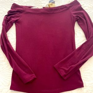 White Crow Maroon Off Shoulder Shirt